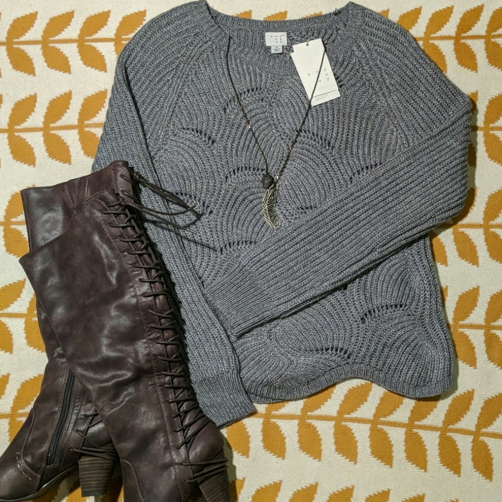 NWT a new day detailed grey sweater